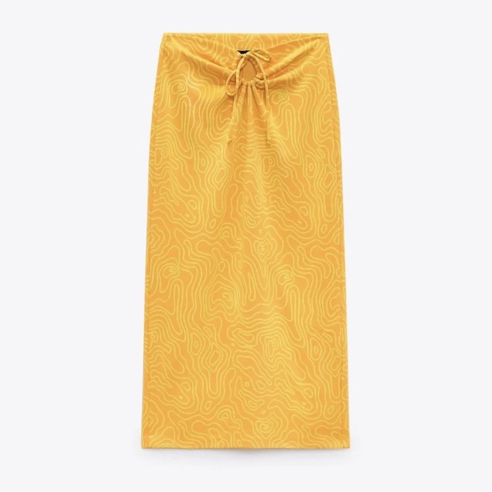 Zara Orange Midi Skirt